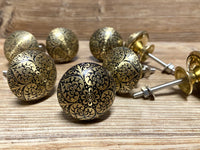 Gold and Black Ornate Heart Knob - Drawer Pull
