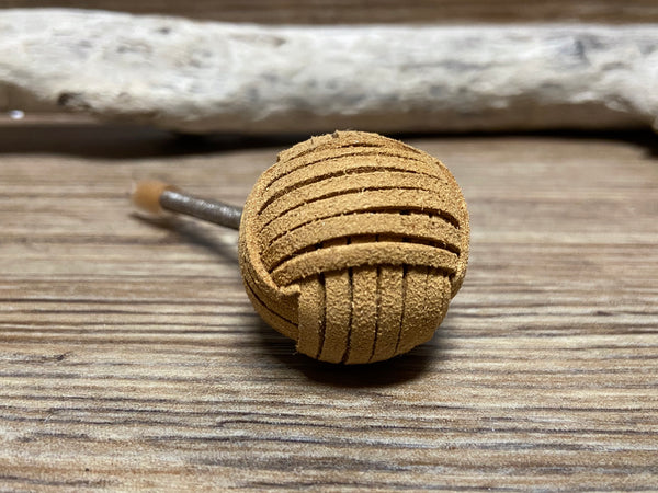 1.25" Brown Suede Leather Knot "Monkey Fist" Drawer Knob