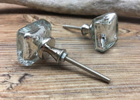 Mercury Silver Glass Square Knob