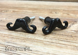 Small Metal Black Mustache Knob - Handlebar Mustache Drawer Pull