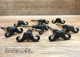 Small Metal Black Mustache Knob - Handlebar Mustache Drawer Pull