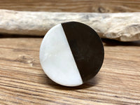 White Natural Stone and Burnished Brass Drawer Knob - Drawer Pull - MCM