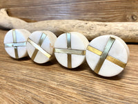 White Natural Stone with Criss Cross Drawer Knob - Drawer Pull - MCM