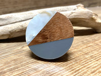 Tricolor Shell, Grey, and Wood Drawer Knob