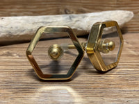 Hexagon Acrylic Knob with Brass Frame