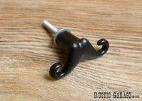 Small Metal Black Mustache Knob - Handlebar Mustache Drawer Pull